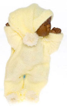 Dollhouse Miniature Brown Baby, Yellow